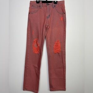 One Teaspoon distressed cheeky pink high waisted jeans